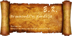 Brankován Karád névjegykártya